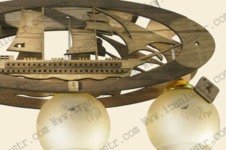 لوستر چوبی خطی مدل کشتی