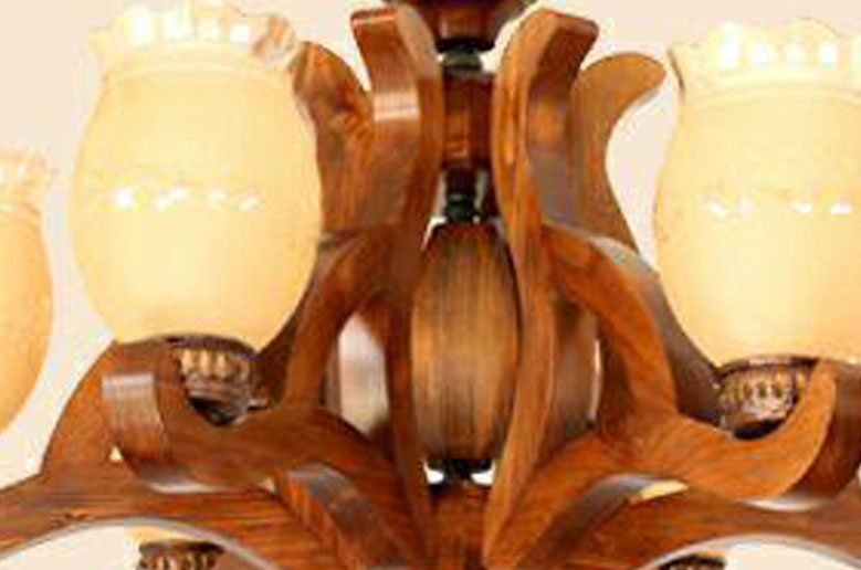 لوستر چوبی پادرا شش شاخه مدل شیدا