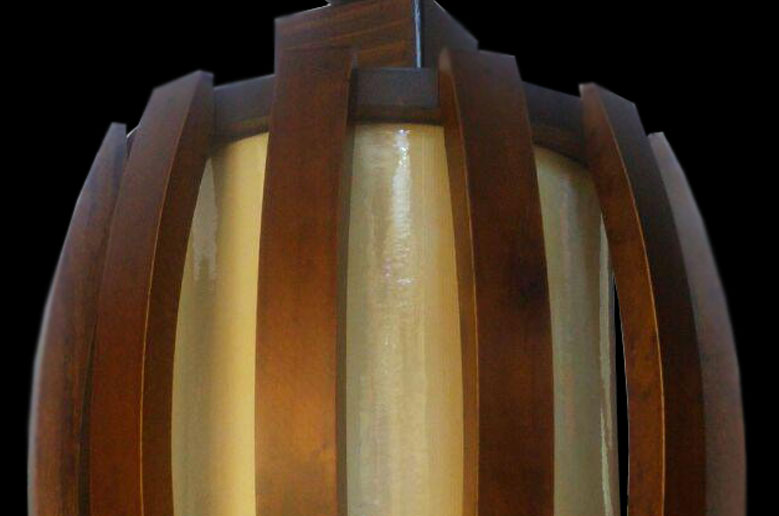 لوستر چوبی مدل بارل کوچک